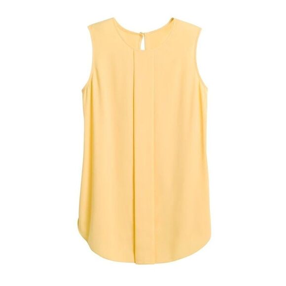White House Black Market Pleated Shell Yellow XS - Picture 2 of 7